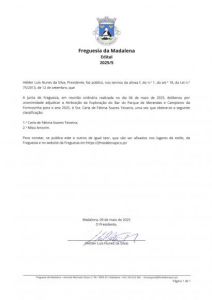 Adjudicação da Exploração do Bar, do Parque de Merendas e Campismo da Formosinha para 2025