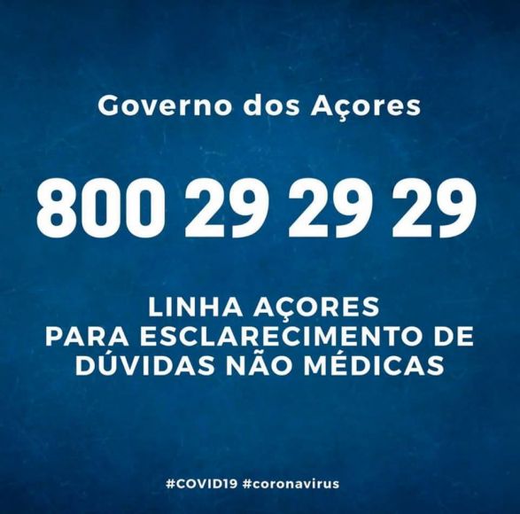 COVID-19 – 800 29 29 29 Linha Açores para esclarecimento de dúvidas não médicas