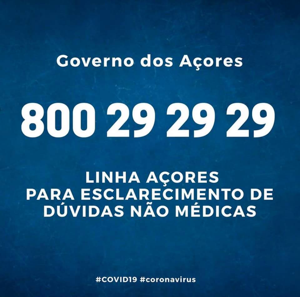 COVID-19 – 800 29 29 29 Linha Açores para esclarecimento de dúvidas não médicas