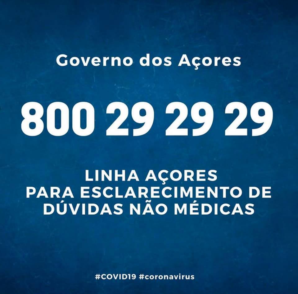 COVID-19 – 800 29 29 29 Linha Açores para esclarecimento de dúvidas não médicas