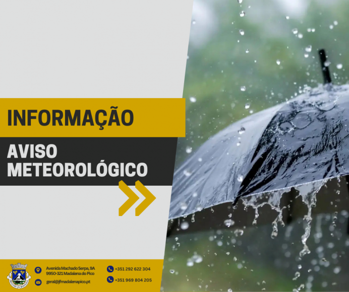 Aviso Meteorol&oacute;gico 28/2026 - Grupo Central da RAA